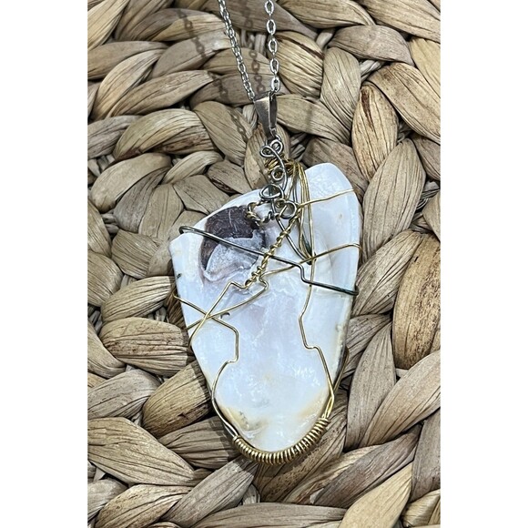 Authentic Oyster Shell From North Carolina Wrapped Silver & Gold Tone Coastal - Picture 2 of 11